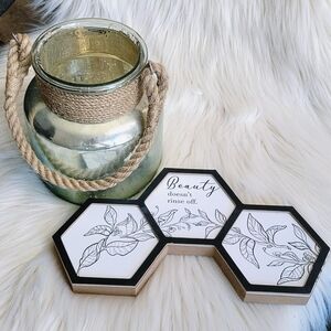 Glass Rope Lantern & Hexagon Wall Decor Bundle